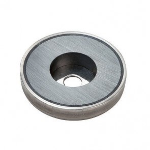 Pottemagnet - ferrit - boring / rustfri