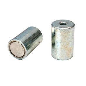 Neodym stangmagneter i stÃ¥lkappe / indvendigt gevind